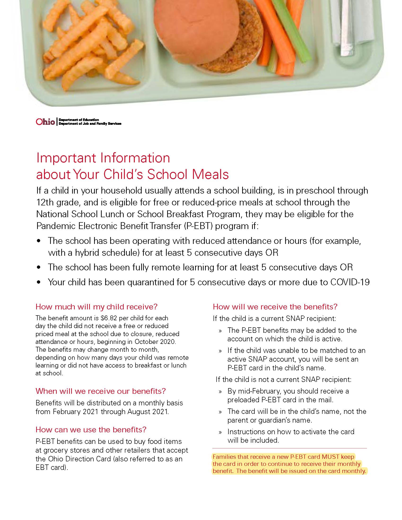 School Meals P-EBT Update